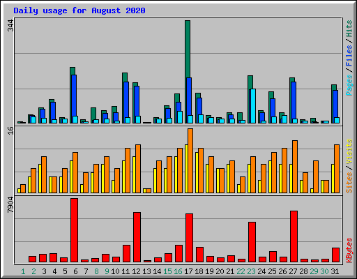 Daily usage for August 2020